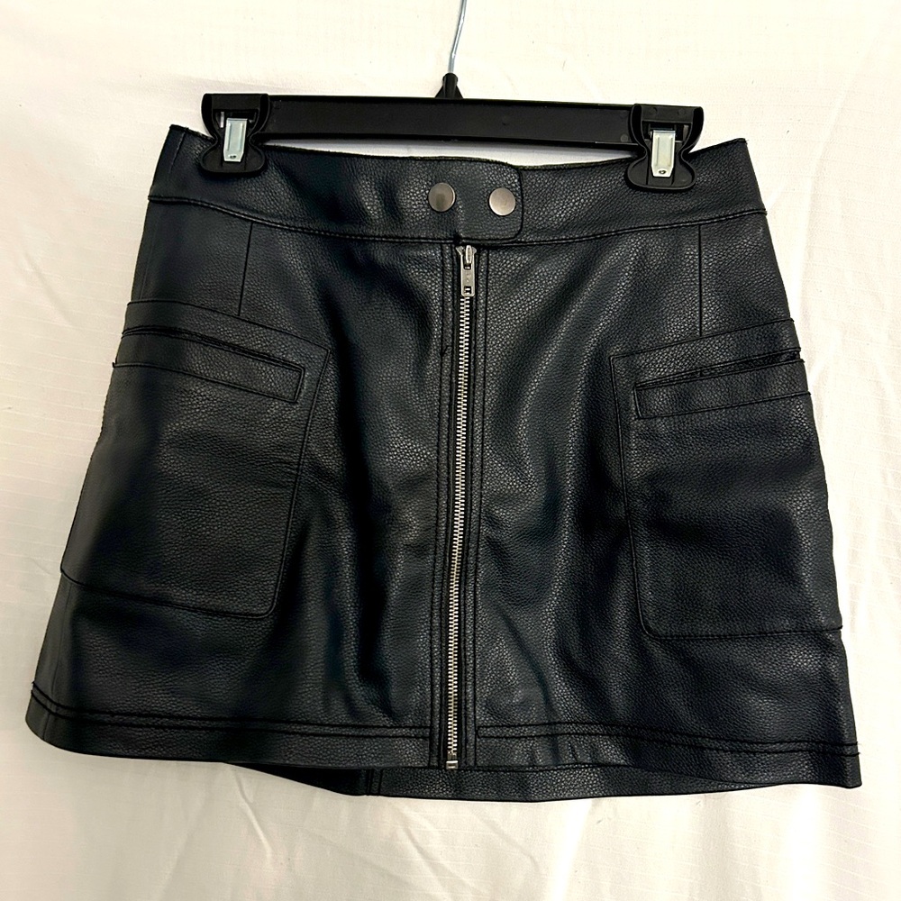 Free People Faux Leather Zip Front Mini Skirt - Size 2
